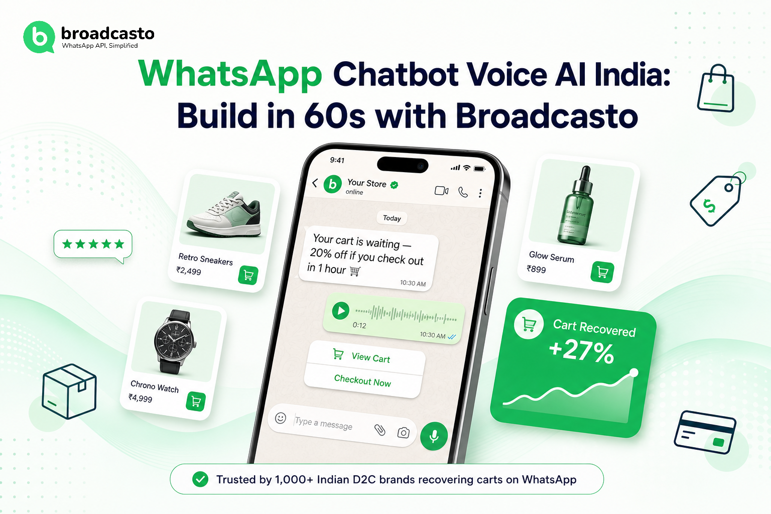WhatsApp Chatbot Voice AI India: Build in 60s with Broadcasto
